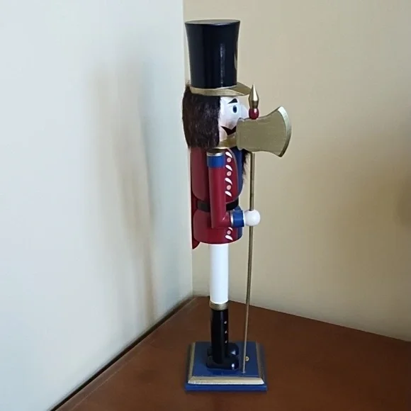 Wood Nutcracker Soldier 20 Inches Painted Solid Wood Red Blue White Black Gold - Picture 3 of 7